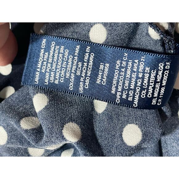 Chaps Dress Polka Dot Knee Length Fit N Flare Sleeveless Womens Medium Blue Flaw - Picture 11 of 13